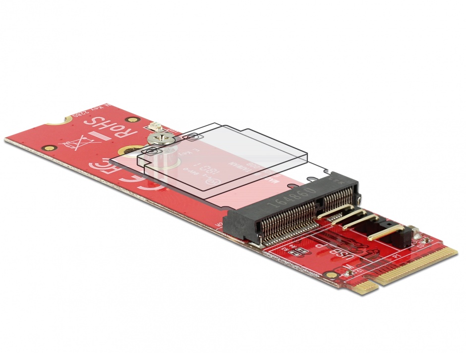 Adaptor M.2 Key M la M.2 Key E pentru module USB/PCIe, Delock 63343 conectica.ro imagine noua 2022