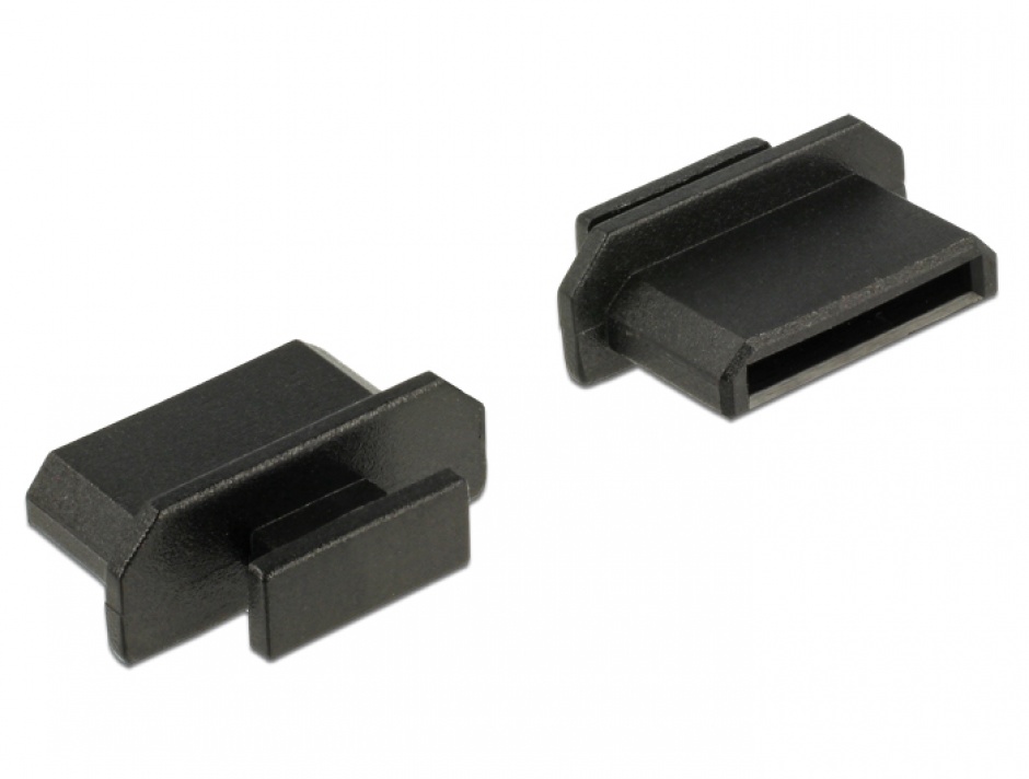 Protectie impotriva prafului pentru conector mini HDMI-C mama cu prindere Negru set 10 buc, Delock 64027