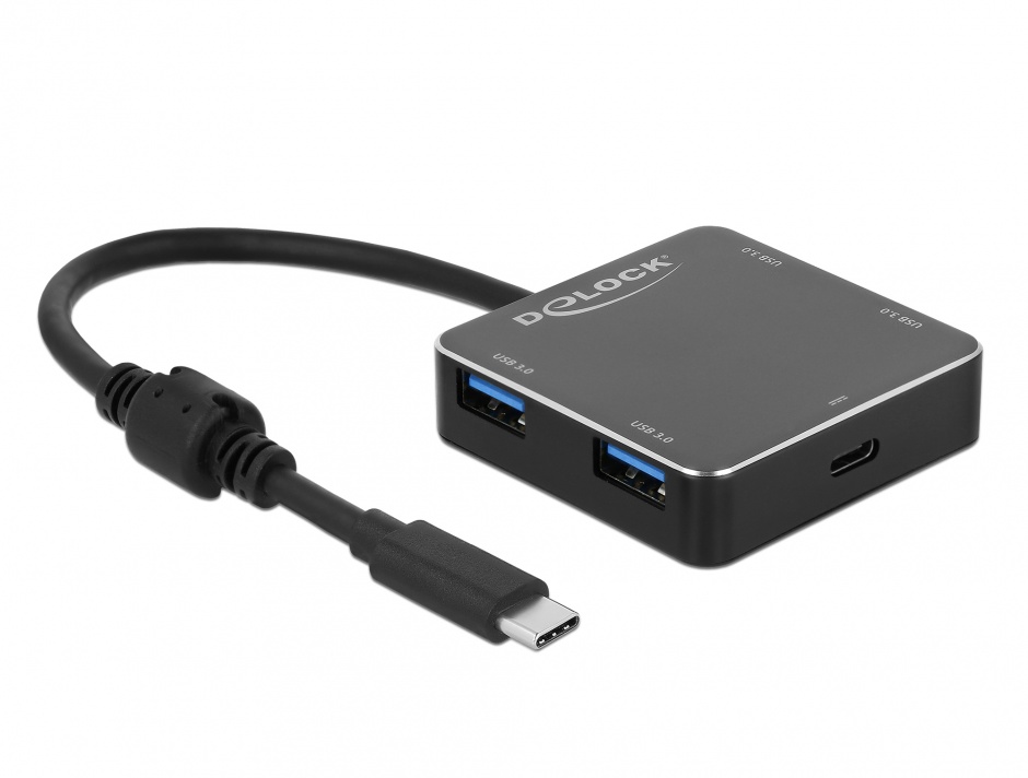 Hub usb 3.1-c la 4 x usb-a + pd (power delivery) negru, delock 64044