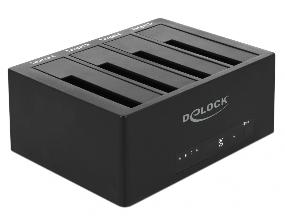Docking Station USB 3.0 pentru 4 x HDD/SSD SATA 2.5″+3.5″ + Functie Clona, Delock 64063