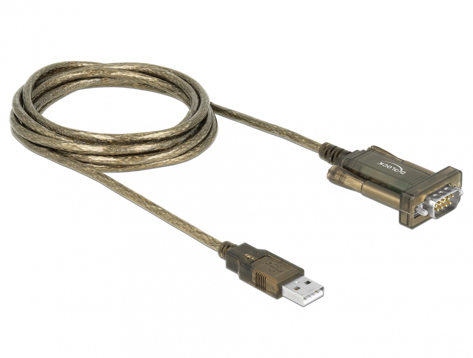 Adaptor USB la Serial DB9 RS-232 Prolific cu indicator LED, Delock 64073 conectica.ro