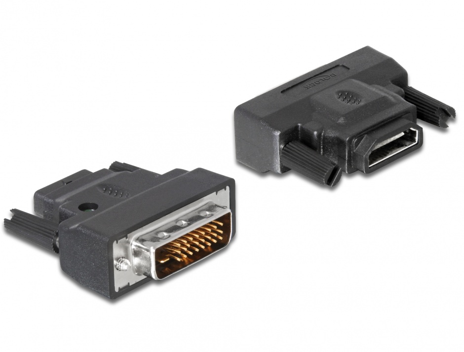 Adaptor DVI-D Dual Link 24+1pini la HDMI T-M cu LED, Delock 65024 conectica.ro
