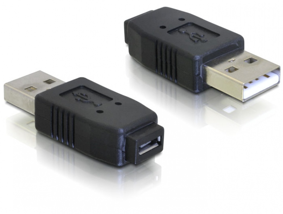Adaptor micro USB A+B la USB 2.0 M-T, Delock 65029 2.0