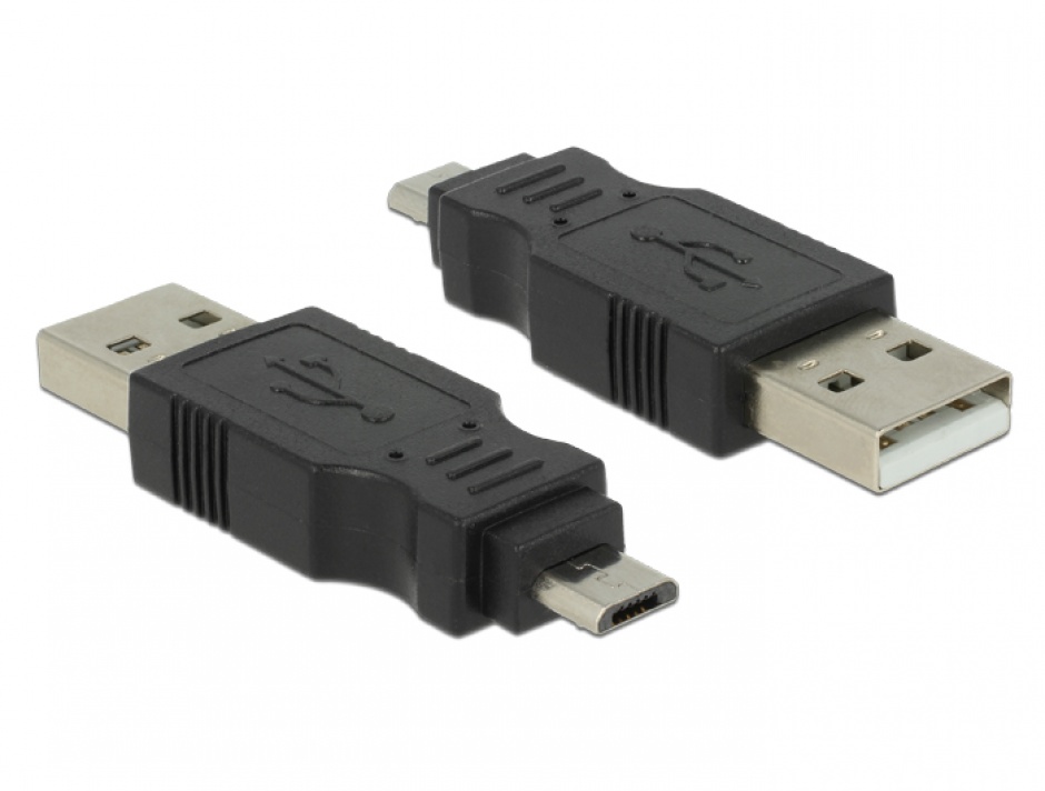 Adaptor USB 2.0 la micro USB-B T-T, Delock 65036 conectica.ro