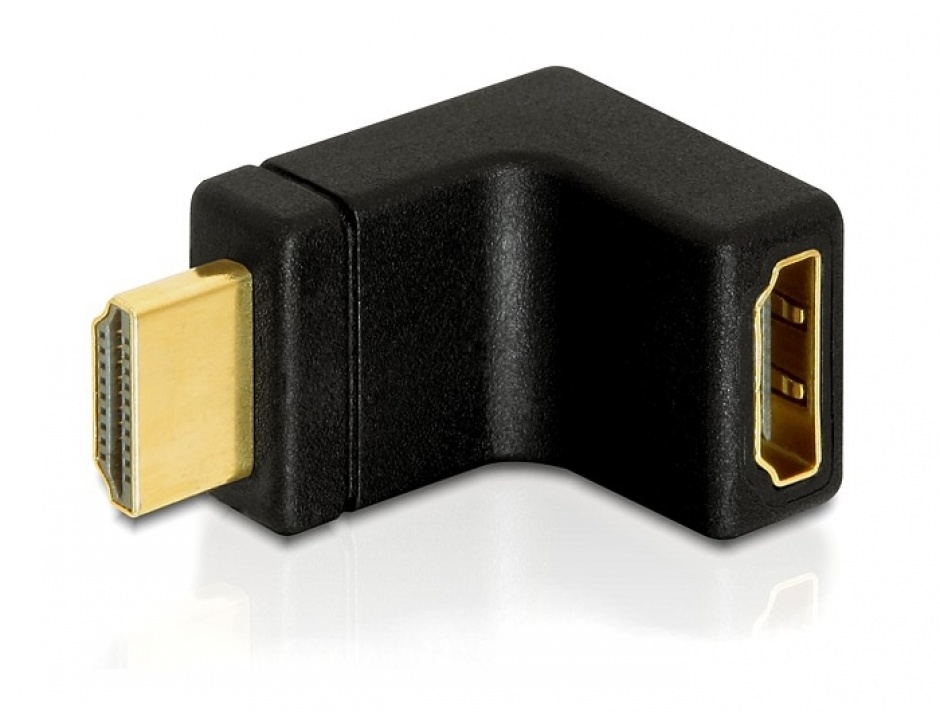 Adaptor HDMI T – M unghi 90 grade in sus, Delock 65072 65072