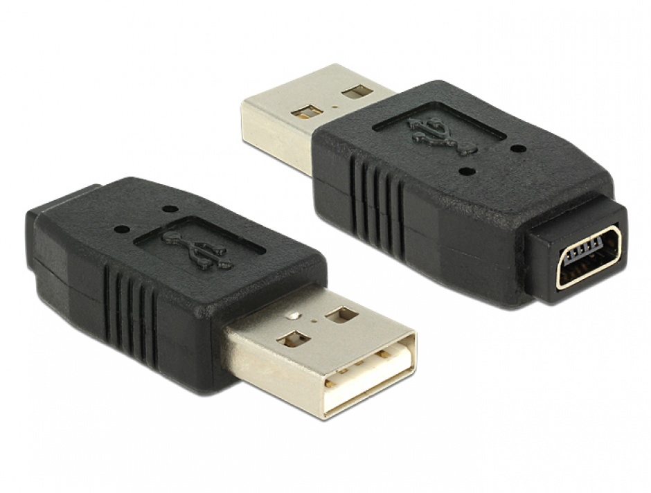 Adaptor mini USB 5 pini la USB A M – T, Delock 65094 conectica.ro