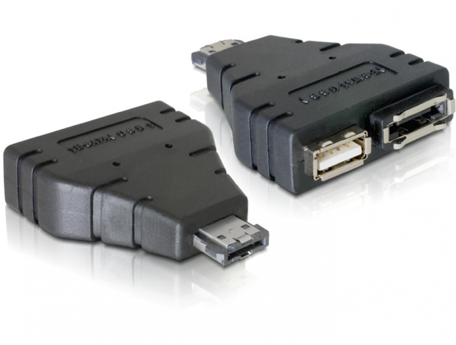 Adaptor Power Over eSATA la 1x eSATA si 1x USB, Delock 65119 conectica.ro