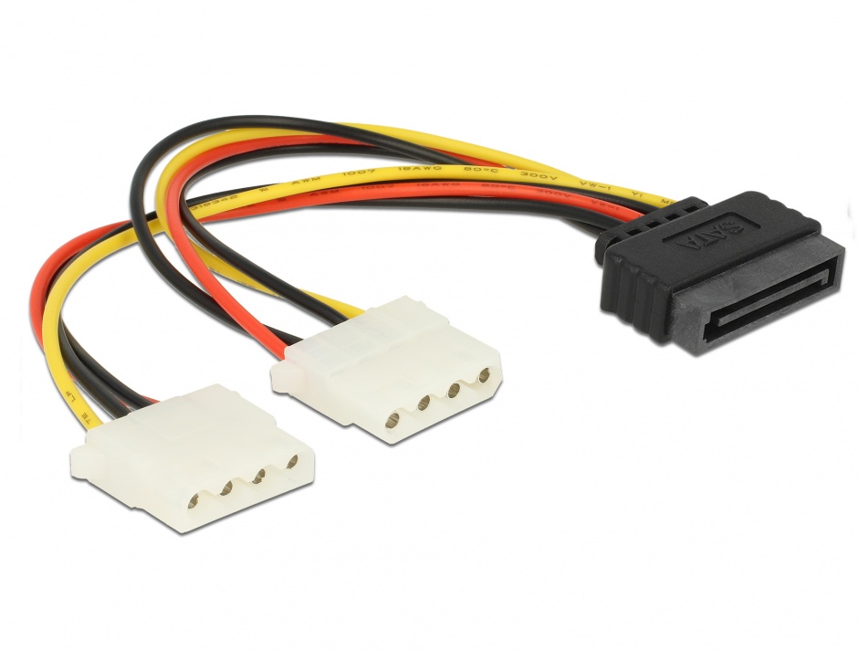 Cablu alimentare SATA la 2 x Molex T-M, Delock 65159 conectica.ro imagine noua 2022