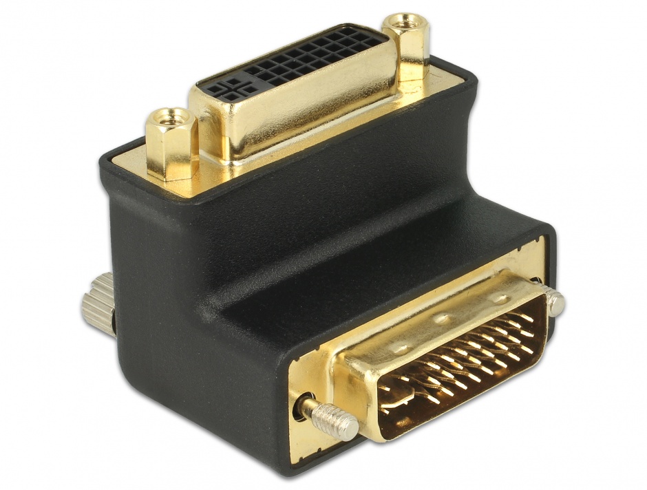 Adaptor DVI-I Dual Link 24+5pinI M-T unghi dreapta, Delock 65173 conectica.ro