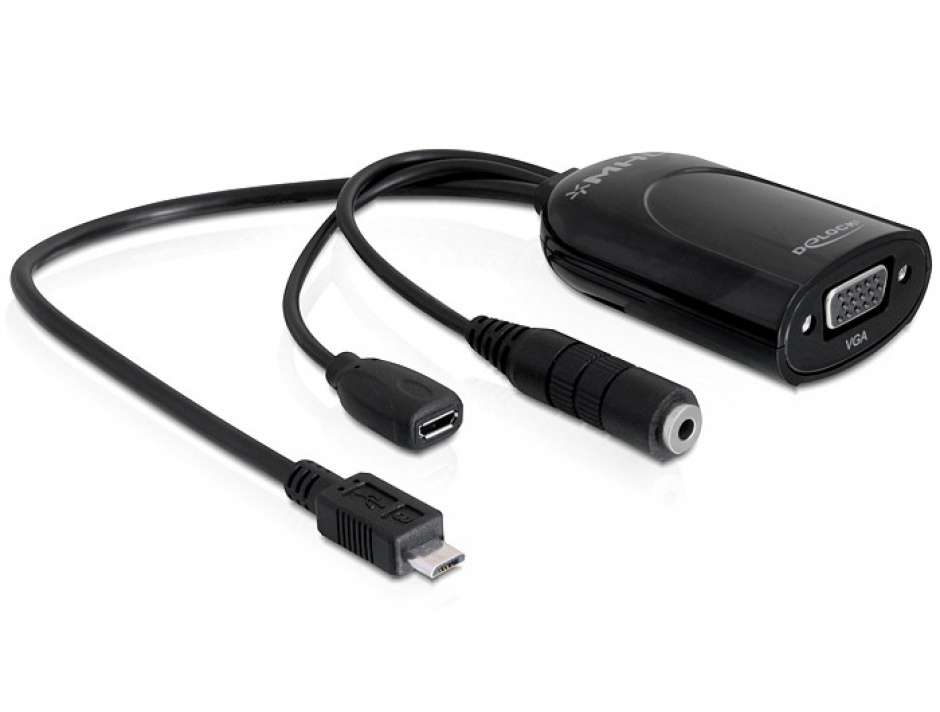 Adaptor mhl micro usb t la vga m + usb micro-b, delock 65336