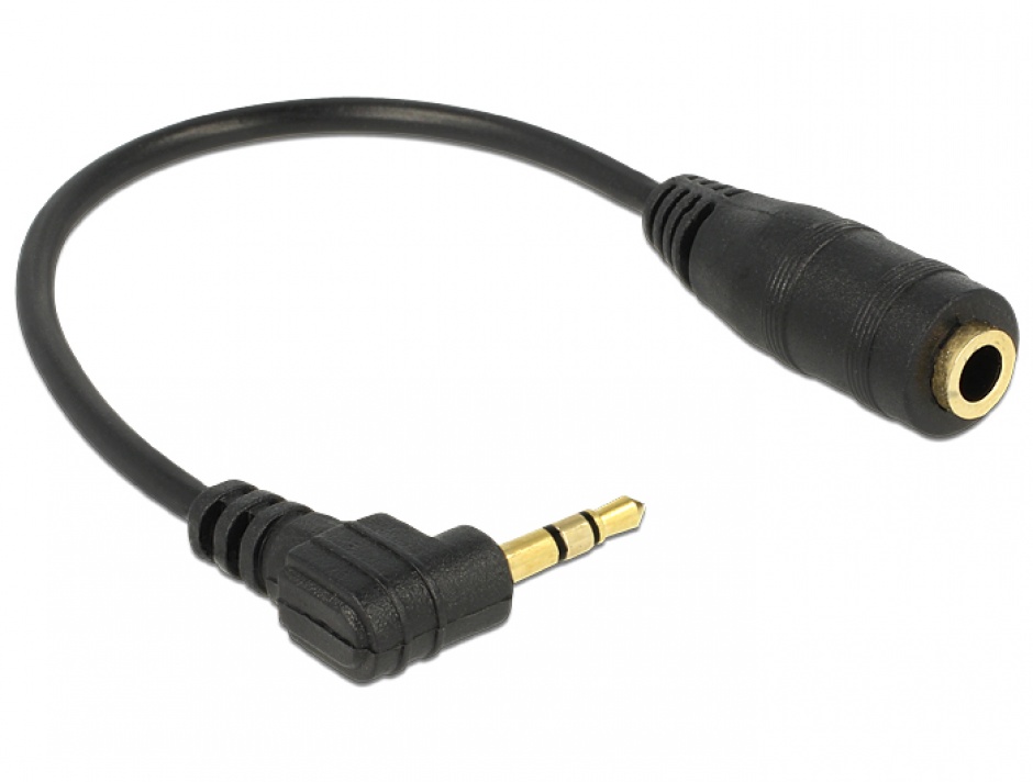 Cablu audio jacl stereo 2.5mm unghi la jack stereo 3.5mm 3 pini T-M 14 cm, Delock 65397 conectica.ro