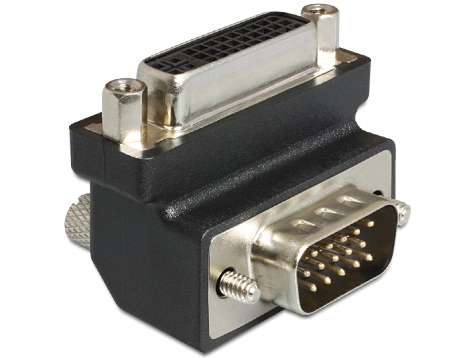 Adaptor dvi-i dual link 24+5 pini la vga m-t unghi 270 grade, delock 65426 