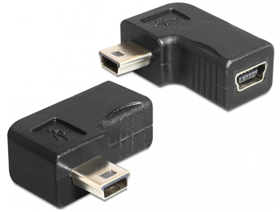 Adaptor mini USB-B 5 pini T-M unghi 90 grade, Delock 65448 conectica.ro