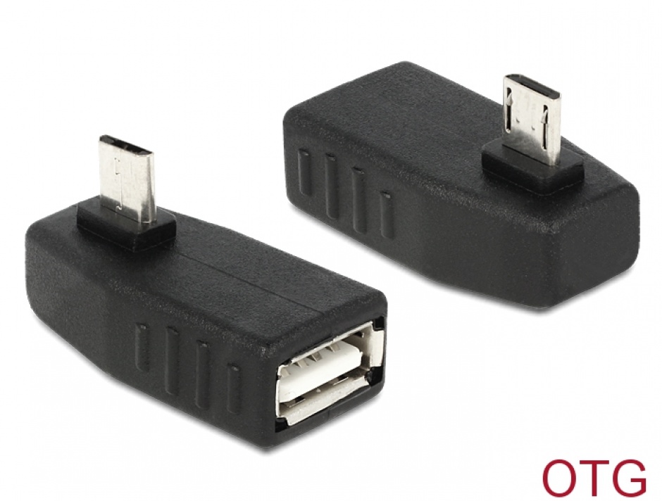 Adaptor micro USB B la USB 2.0 A T-M OTG unghi 270, Delock 65473 2.0