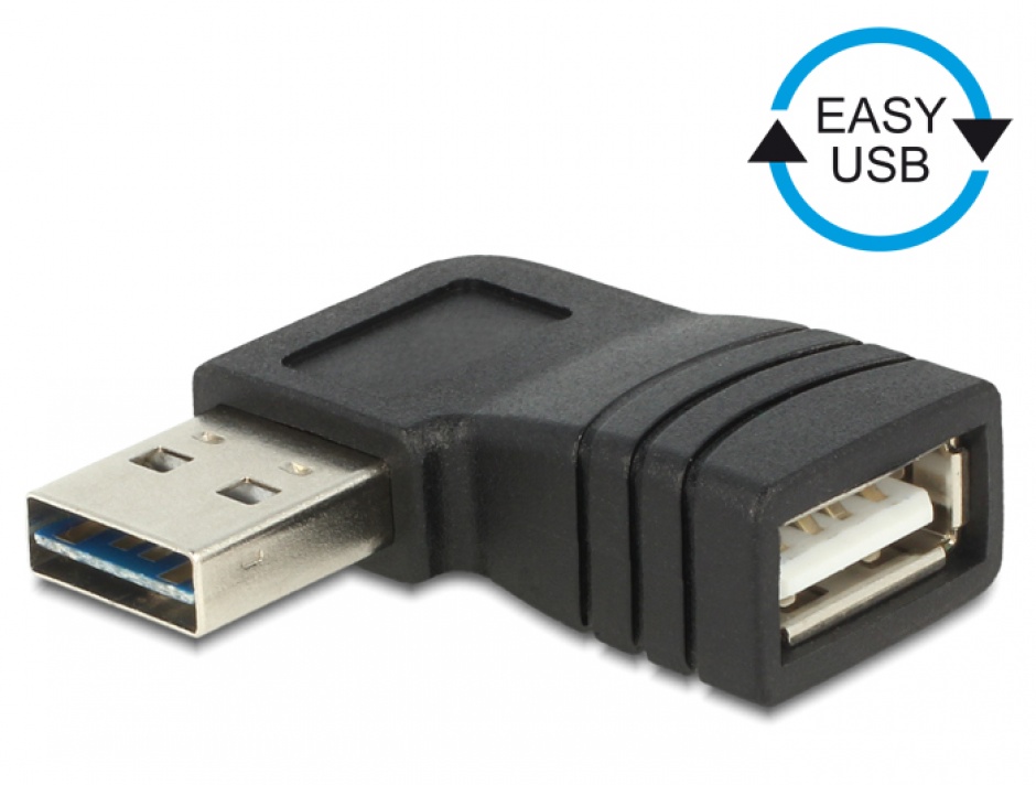 Adaptor EASY-USB 2.0-A T-M unghi stanga/dreapta, Delock 65522 2.0-A