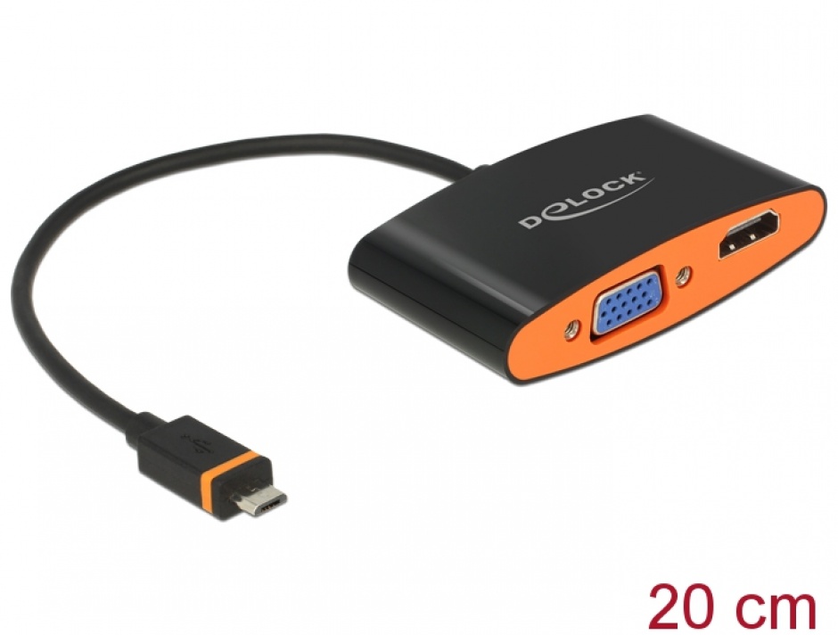 Adaptor SlimPort / MyDP la HDMI/VGA + Micro USB, Delock 65561 conectica.ro