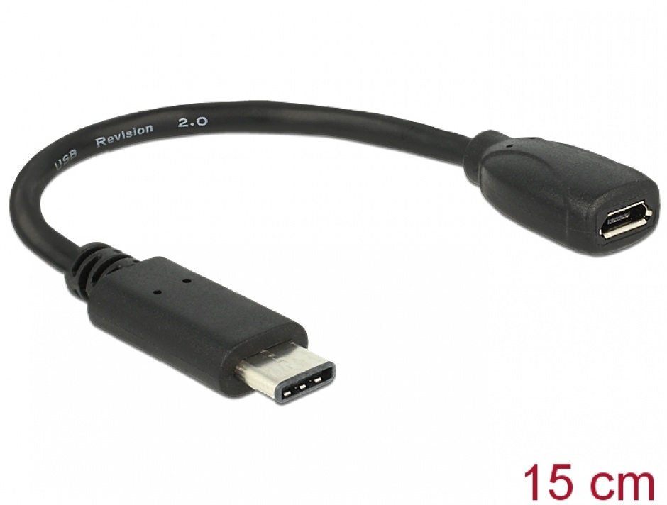 Adaptor USB tip C la micro-B 2.0 15cm T-M, Delock 65578 conectica.ro