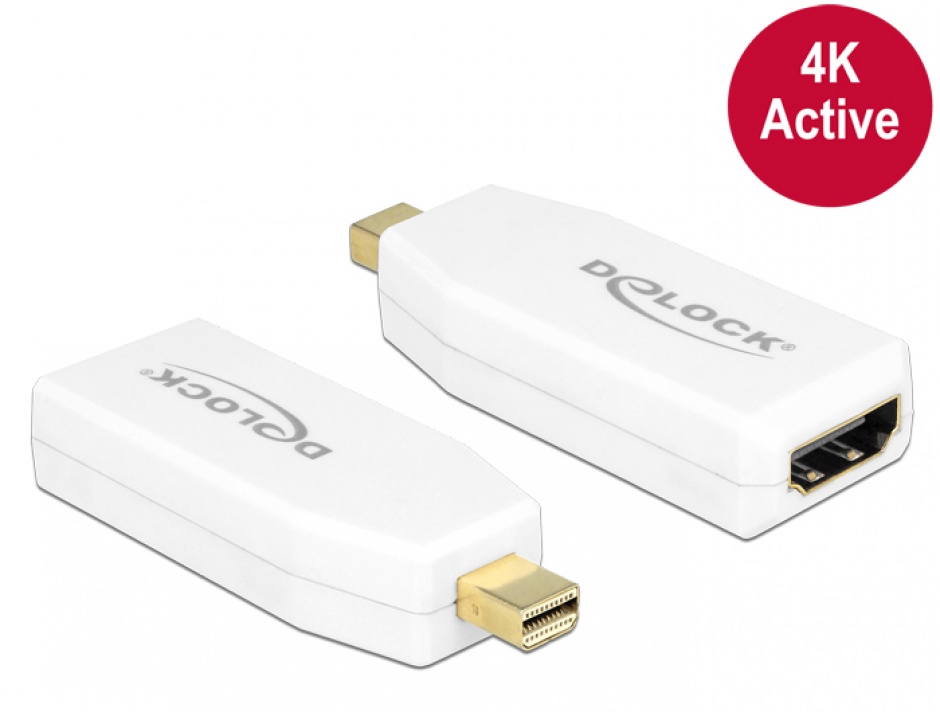 Adaptor mini Displayport 1.2 la HDMI T-M 4K Activ alb, Delock 65582 1.2