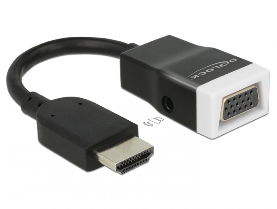 Adaptor HDMI la VGA cu Audio T-M Negru/Alb, Delock 65587 65587 imagine noua 2022