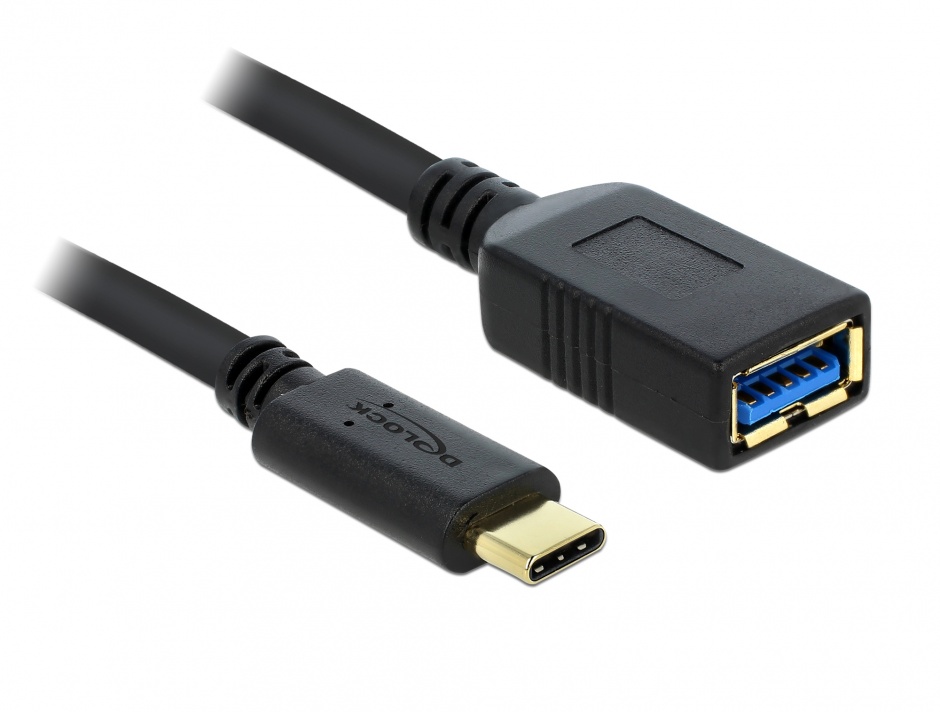 Adaptor SuperSpeed USB 3.1 tip C (host) la USB-A (device) T-M 15cm, Delock 65634 conectica.ro