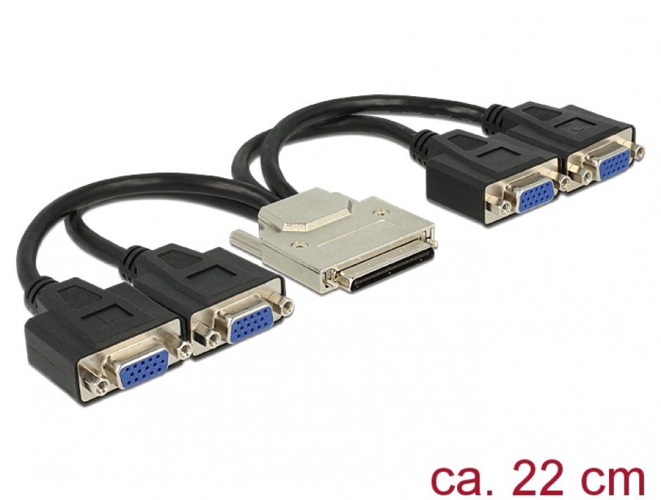 Adaptor VHDCI-68 pini la 4 x VGA T-M 22cm, Delock 65647