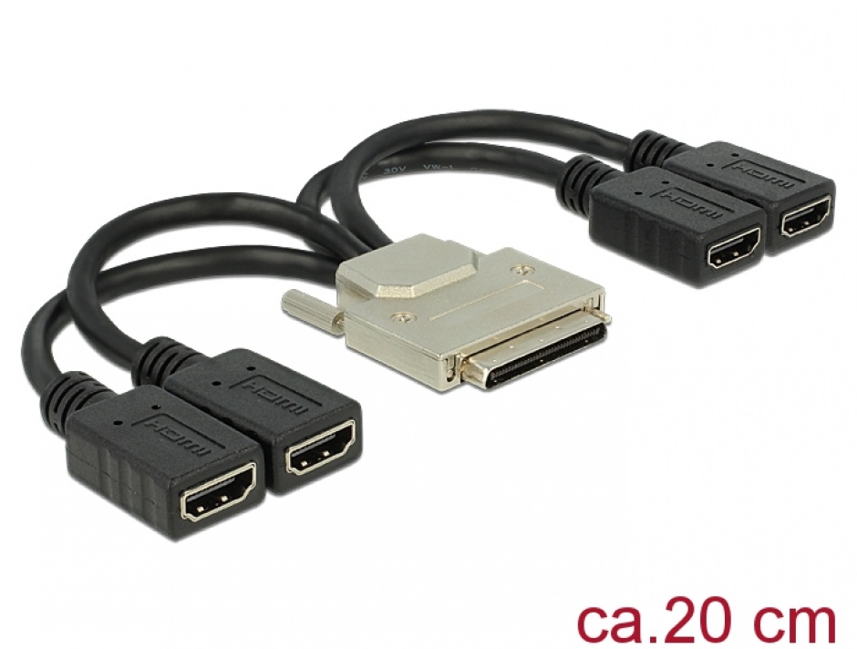 Adaptor VHDCI-68 pini la 4 x HDMI T-M 20cm, Delock 65648 imagine noua