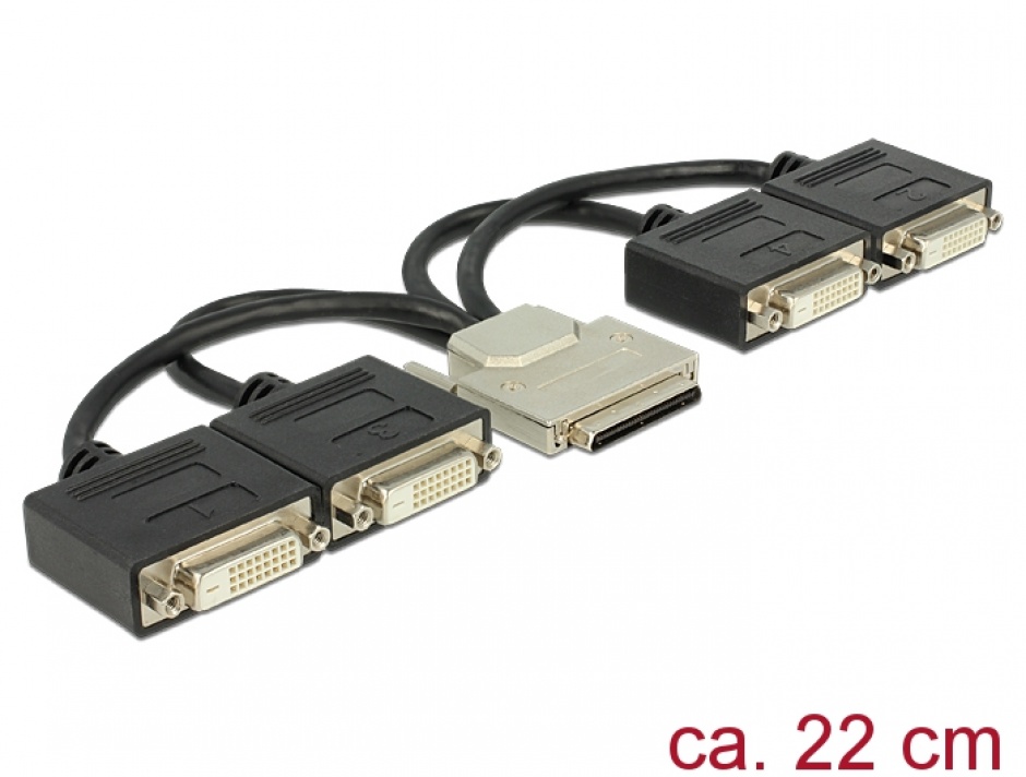 Adaptor VHDCI-68 pini la 4 x DVI 24+1 pini T-M 22cm, Delock 65649 conectica.ro