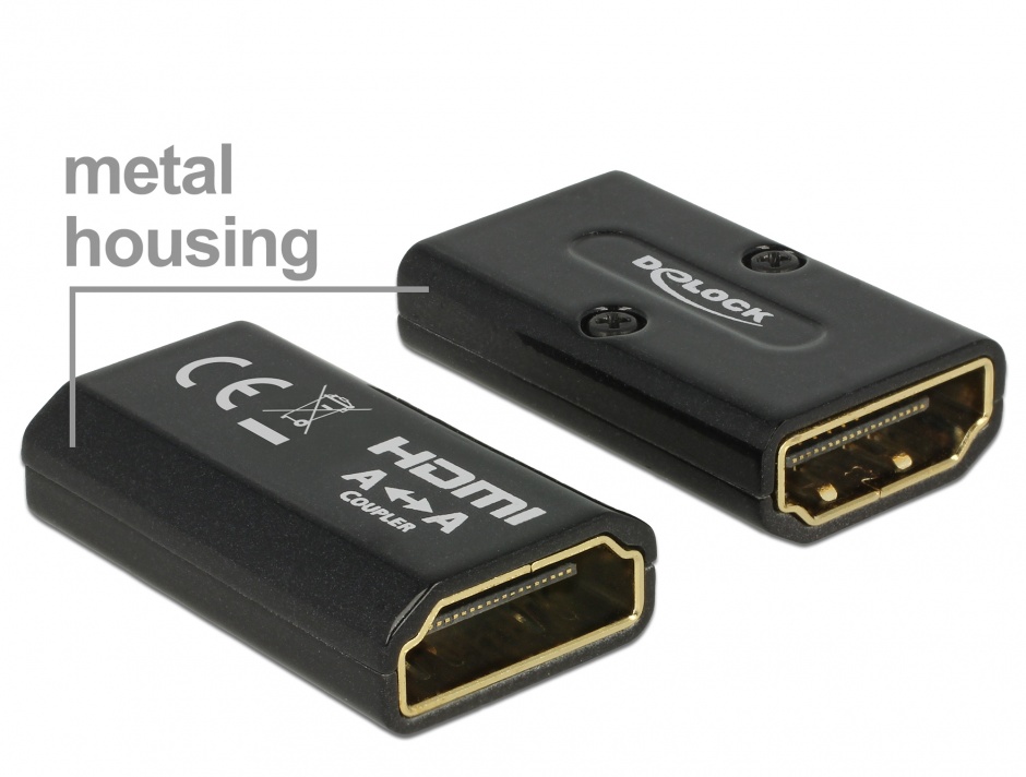 Adaptor HDMI M-M carcasa metalica 4K, Delock 65659 conectica.ro