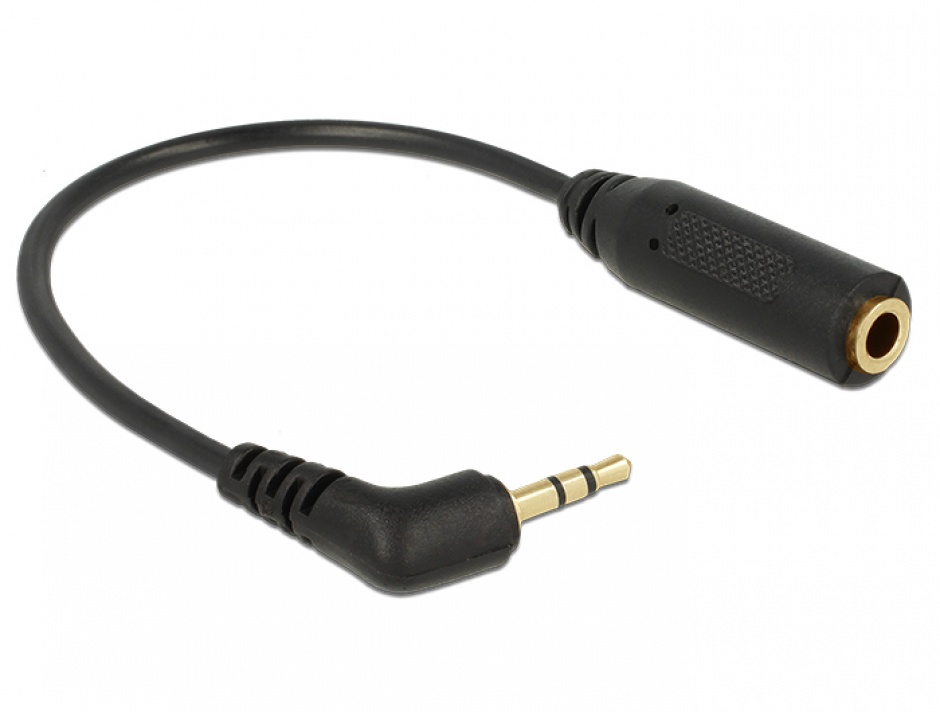 Cablu Stereo jack 2.5 mm 3 pini la jack 3.5 mm 3 pini unghi T-M, Delock 65672 conectica.ro