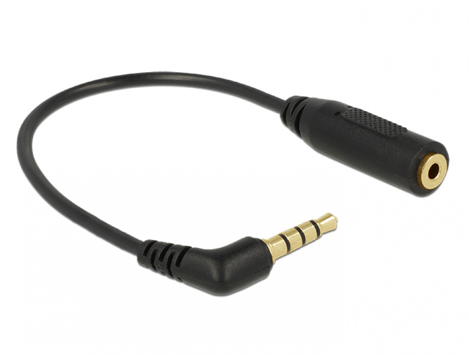 Cablu Stereo jack 3.5 mm 4 pini la jack 2.5 mm 3 pini unghi T-M, Delock 65673 conectica.ro