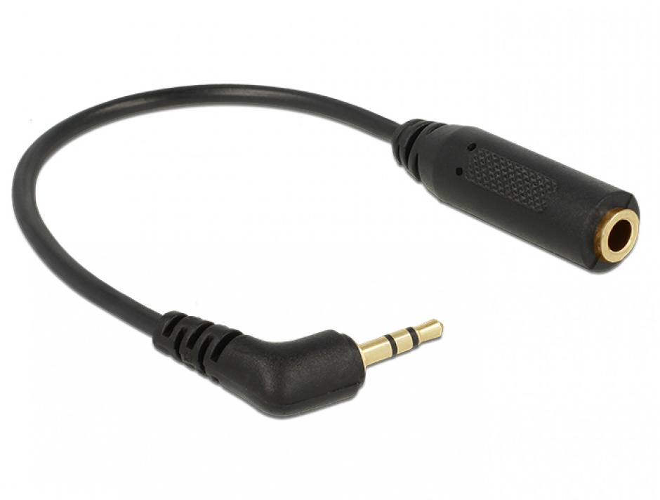 Cablu stereo jack 2.5 mm 3 pini la jack 3.5 mm 4 pini t-m unghi, delock 65674
