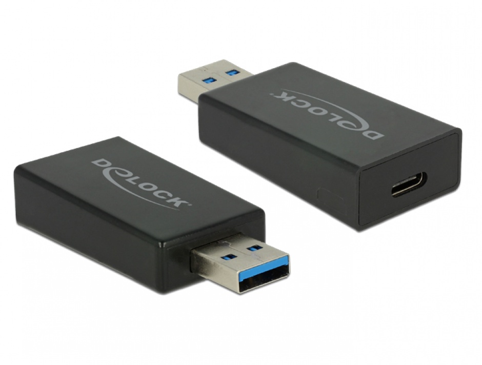 Adaptor activ SuperSpeed USB 3.1 tip A (host) la USB tip C (device) Etron T-M, Delock 65689 (device) imagine noua