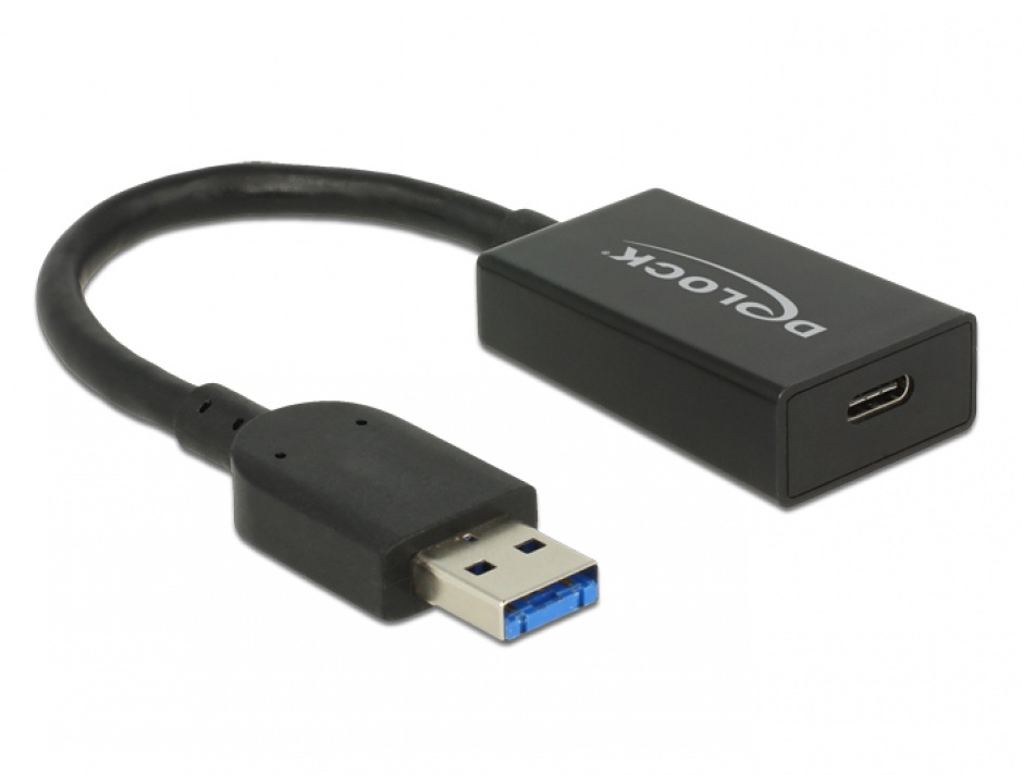 Adaptor USB 3.1-A (host) la tip C (device) T-M Activ 0.15m Negru, Delock 65698 (device) imagine noua