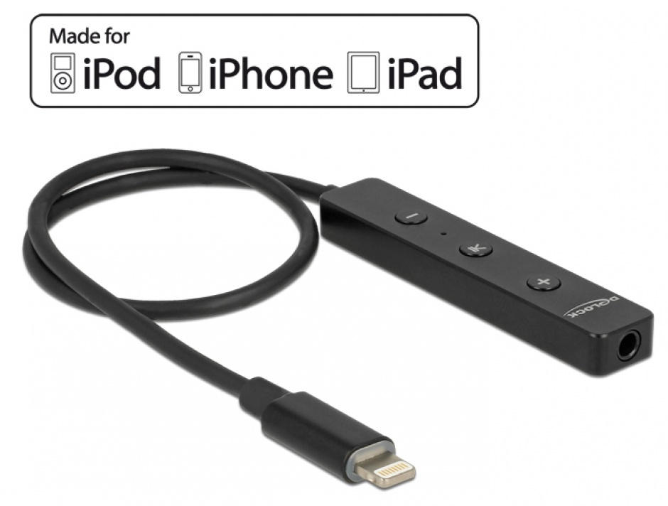 Adaptor audio iPhone 7 Lightning MFI la jack stereo 3.5mm T-M cu remote control, Delock 65834 imagine noua