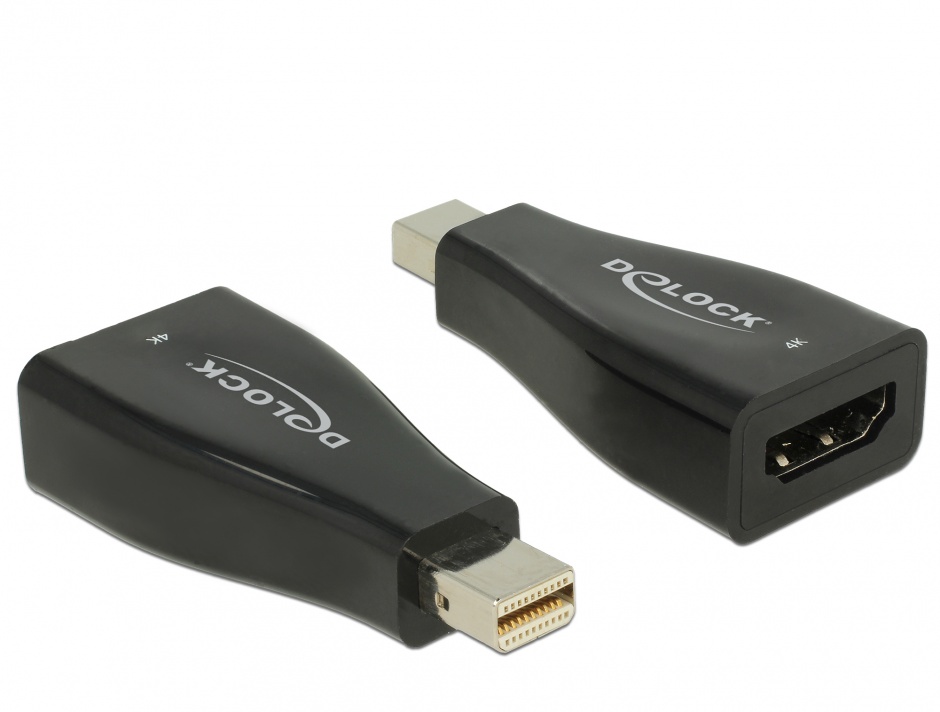 Adaptor Mini Displayport 1.2 la HDMI T-M 4K pasiv negru, Delock 65864 conectica.ro