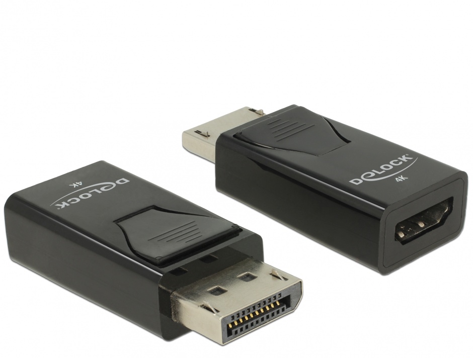 Adaptor Displayport 1.2 la HDMI T-M 4K pasiv negru, Delock 65865 conectica.ro