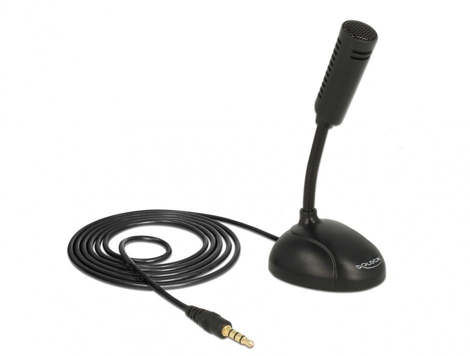 Microfon Omni-Directional pentru Smartphone / Tableta flexibil cu jack stereo 3.5mm, Delock 65872 conectica.ro