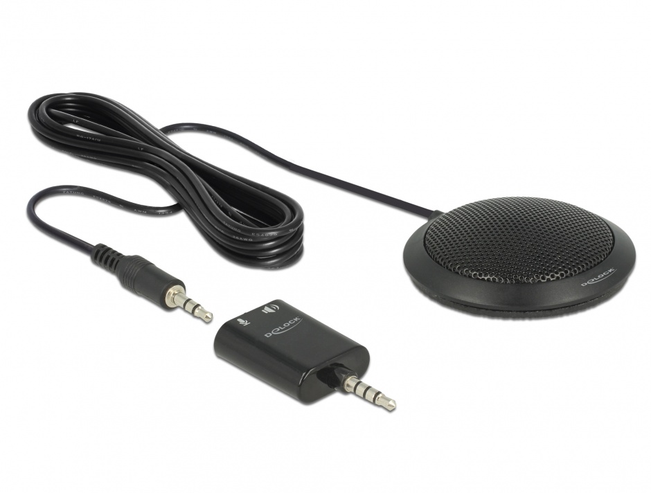 Microfon condensator omnidirectional de masa pentru conferinta cu jack stereo 3.5 mm 3 pini, Delock 65873 imagine noua