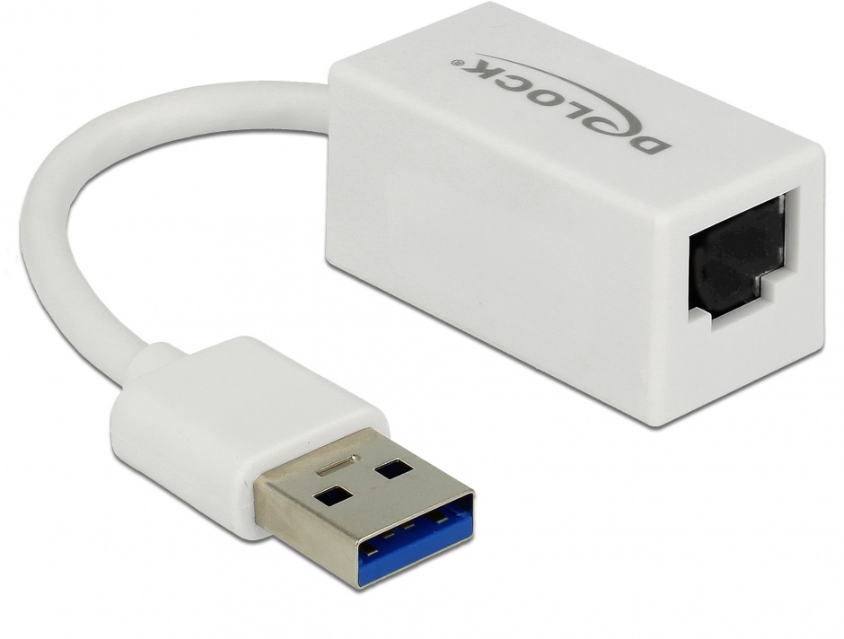 Adaptor USB 3.1-A Gen 1 la Gigabit LAN compact alb, Delock 65905 conectica.ro imagine noua 2022