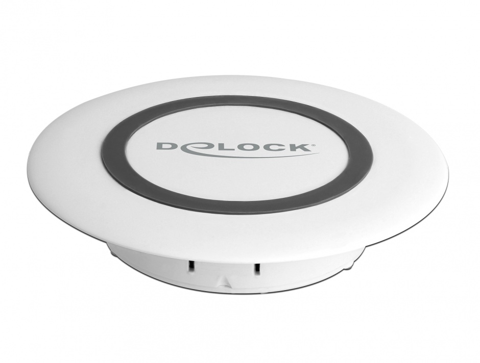 Incarcator Wireless Qi Fast Charger 7.5 W + 10 W montare masa Alb, Delock 65918 imagine noua