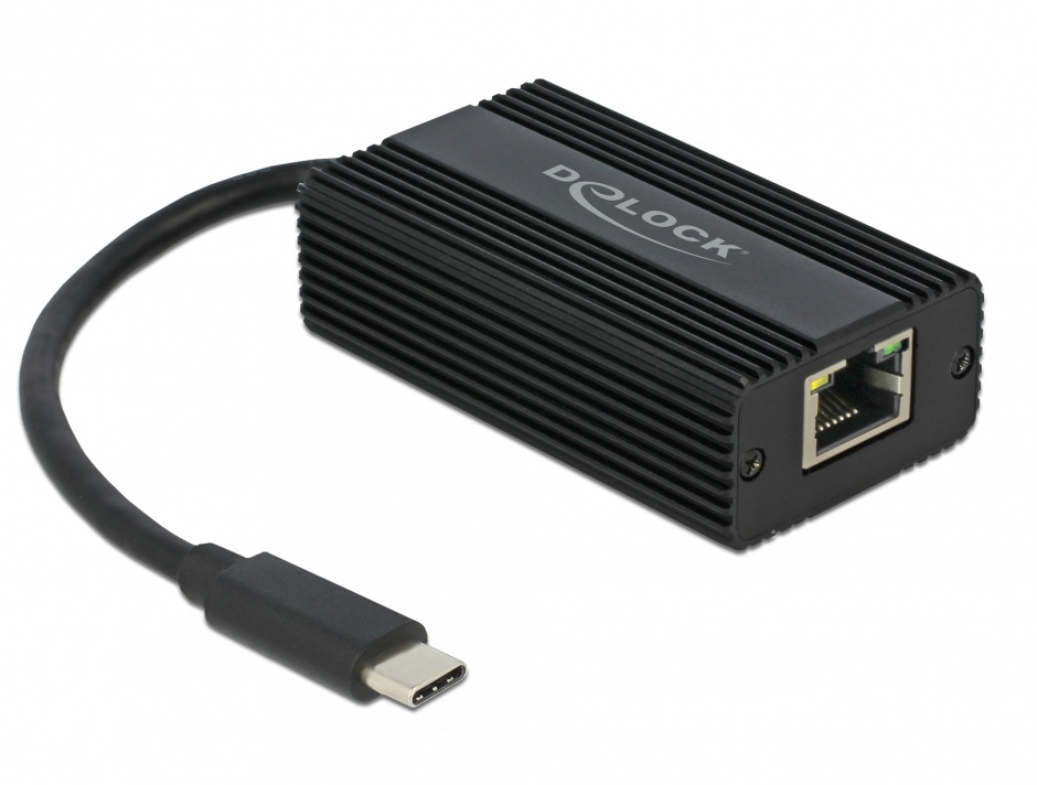 Adaptor USB-C la Gigabit LAN Realtek 2.5 Gb/s, Delock 65990 imagine noua