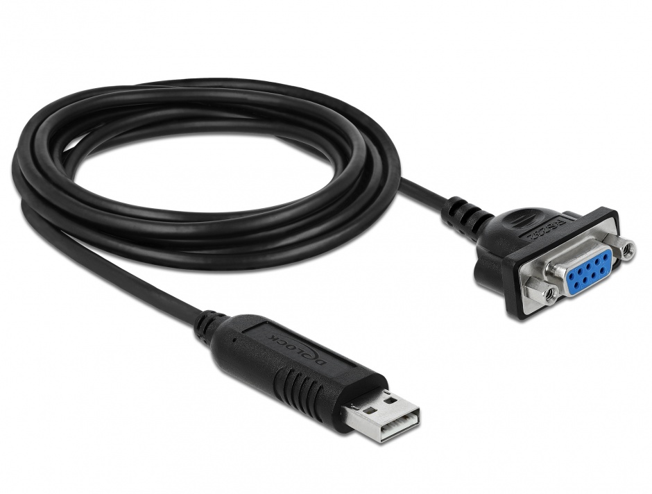 Adaptor USB la Serial RS-232 DB9 FTDI 1.8m, Delock 66281 conectica.ro imagine noua 2022