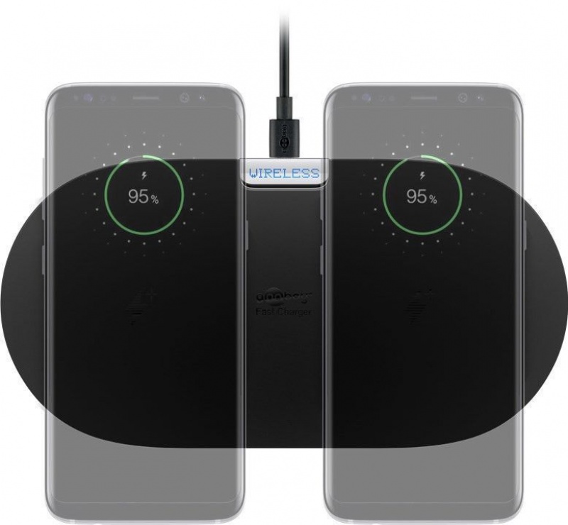 Pad pentru incarcare wireless 2 dispozitive 10W Negru, Goobay 66308