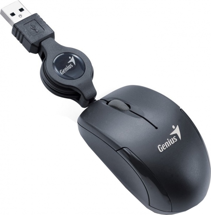 Mouse optic USB pentru notebook Negru, Genius Micro Traveler V2 conectica.ro