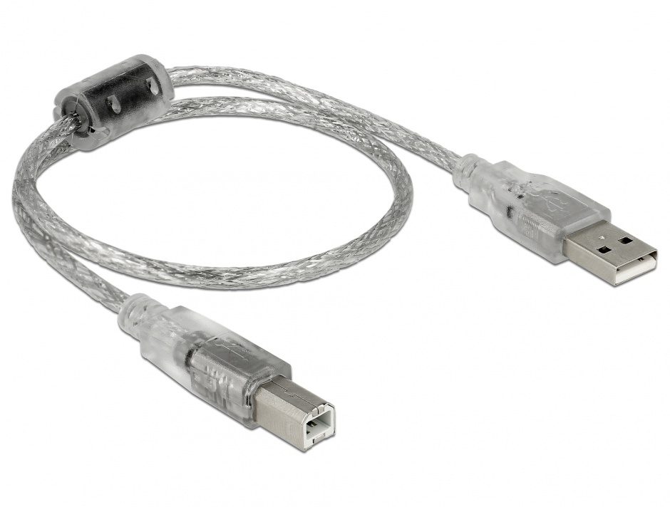 Cablu USB 2.0 A-B upstream T-T 0.5m, Delock 82057 0.5m