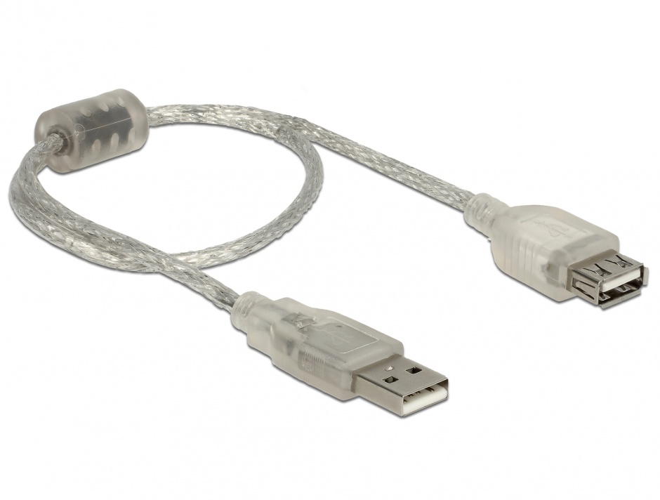 Prelungitor USB 2.0 T-M 0.3m Transparent, Delock 82244