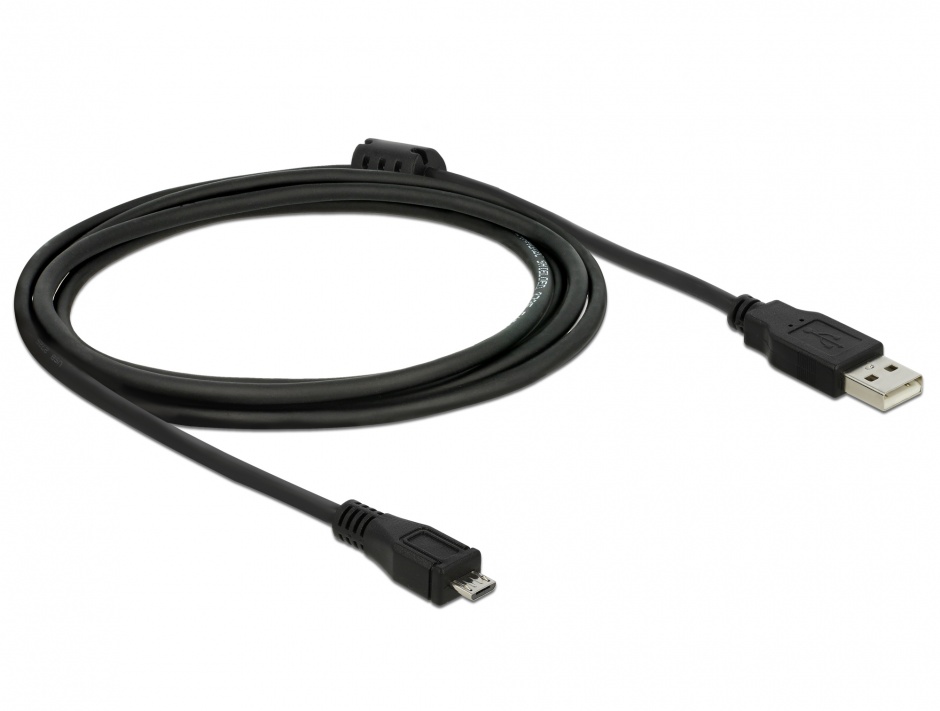 Cablu USB 2.0 la micro USB-B 2m Negru, Delock 82335 2.0