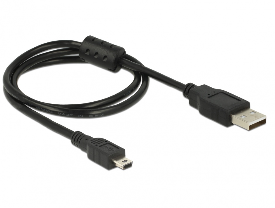 Cablu USB 2.0 A la mini USB 5 pini 0.7m, Delock 82396 0.7m imagine noua 2022