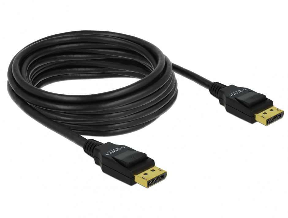 Cablu DisplayPort v1.2 4K T-T ecranat 5m Negru, Delock 82425 82425 imagine noua tecomm.ro