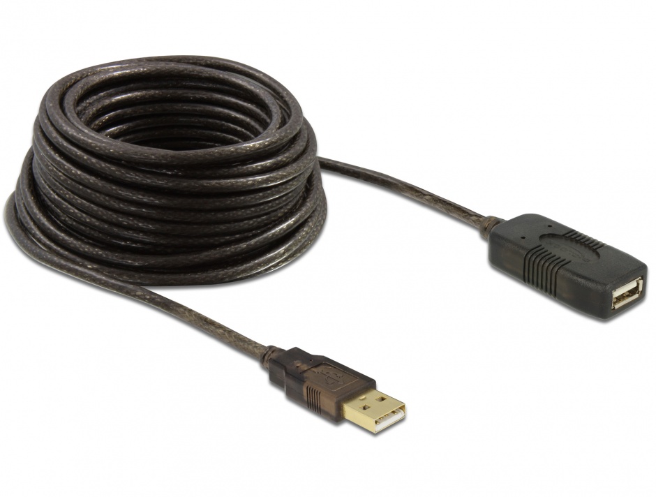 Cablu prelungitor activ USB 2.0 tip A T-M 10m, Delock 82446 Delock 10m imagine 2022 3foto.ro